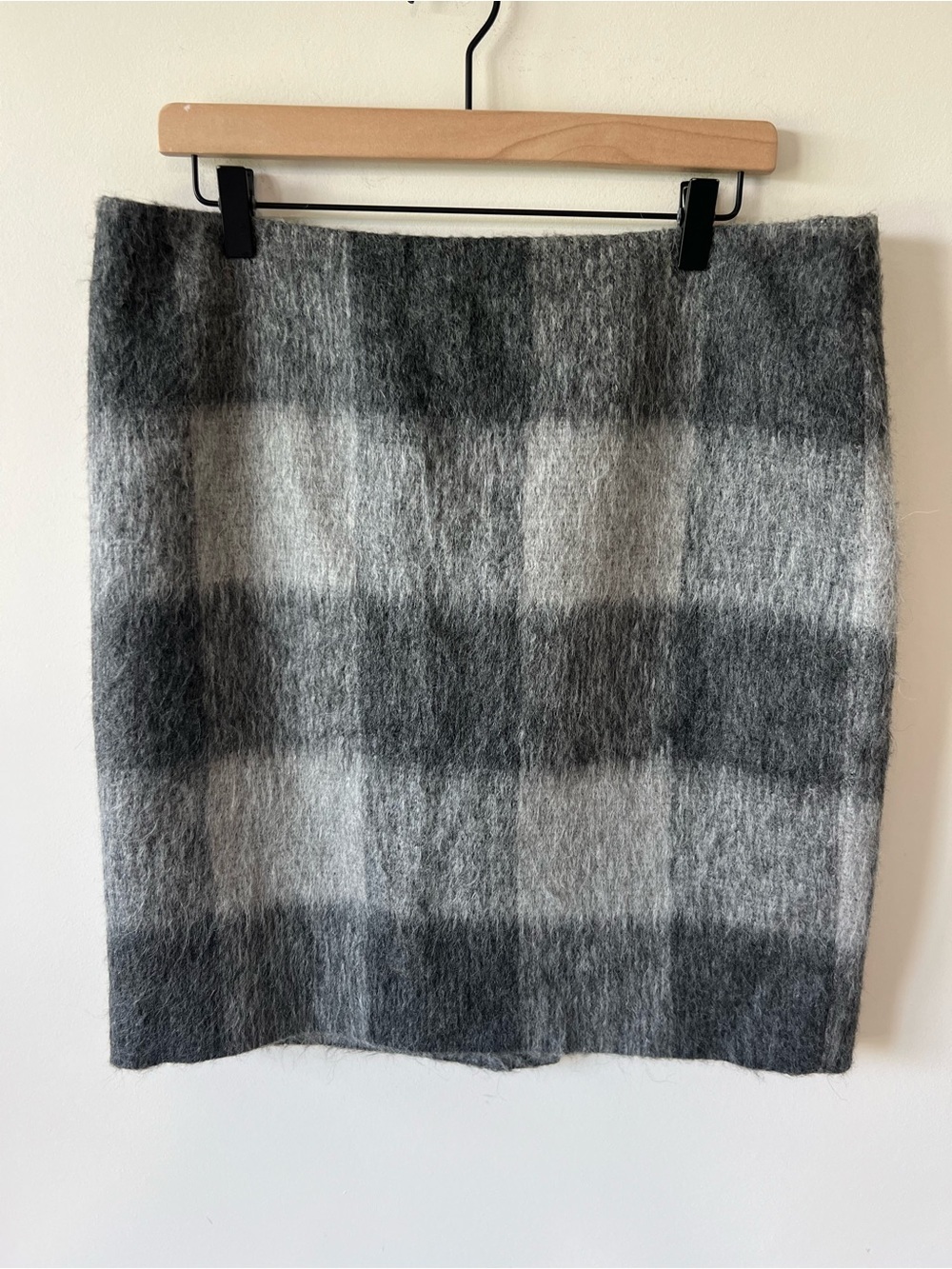 Talbots Gray Plaid Mini Skirt Wool Alpaca Blend Back Zipper